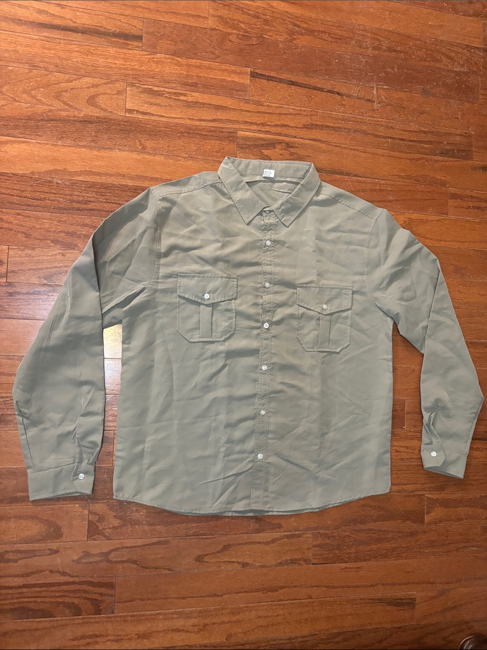 Men's Olive Green Button-Up Shirt with Chest Pockets New In Bag Size XXL